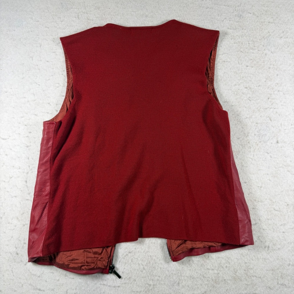Valerie Separates Womens XL Leather & Merino Wool Zip Front Vest Burgundy Red - Picture 3 of 9